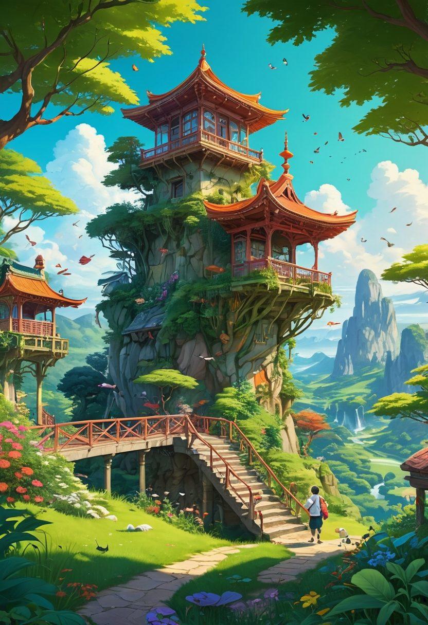 A vibrant, dynamic illustration showcasing a diverse range of adult anime and manga characters in an adventurous and playful setting, with elements of fantasy and nature. Include lush greenery, whimsical animals, and fantastical structures surrounding the characters, capturing the essence of freedom and creativity in adult animation. Emphasize colorful gradients and high contrast to evoke a bold, striking appearance. super-realistic. vibrant colors. 3D.